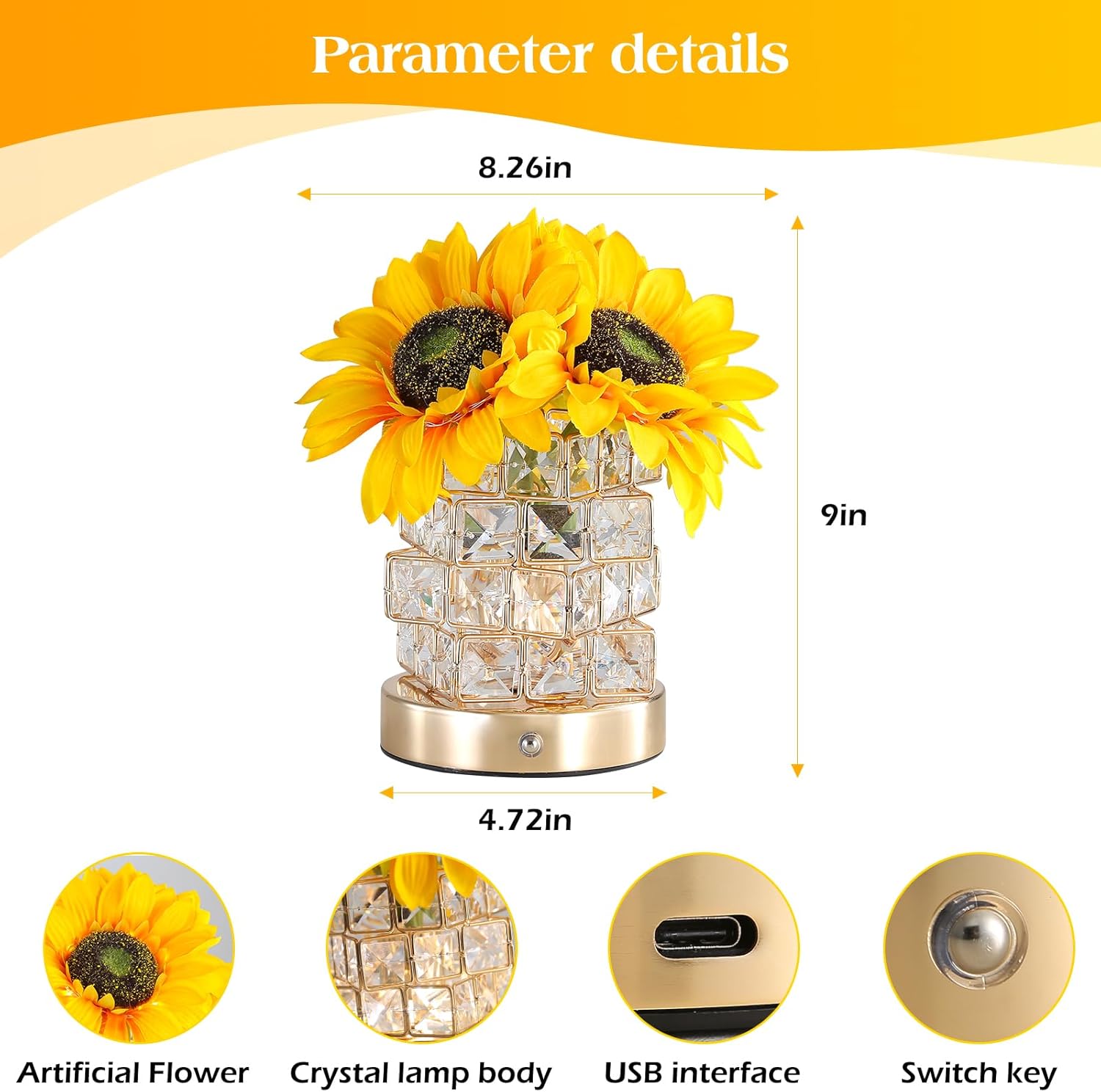 Sunflower Touch Dimmable Table Lamp