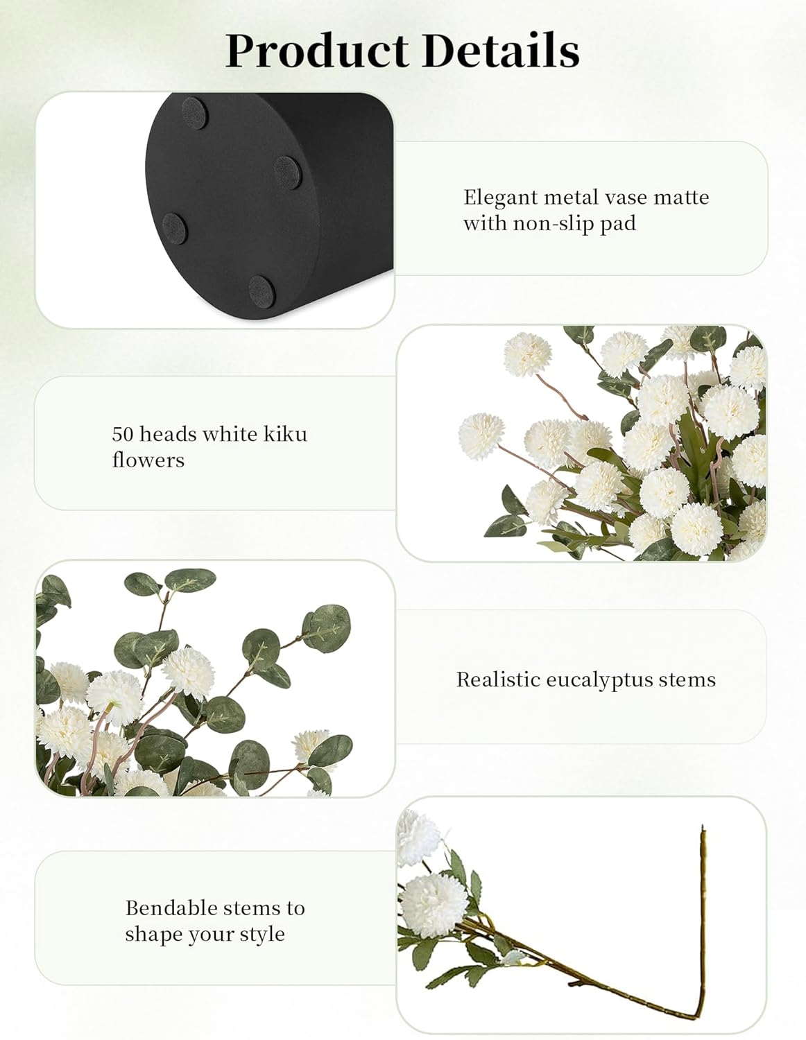 Artificial Mum Flowers in Metal Vase