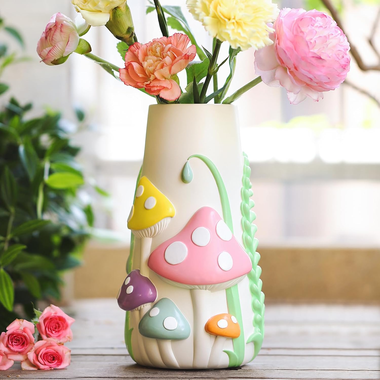 Pastel Mushroom Decorative Flower Vase