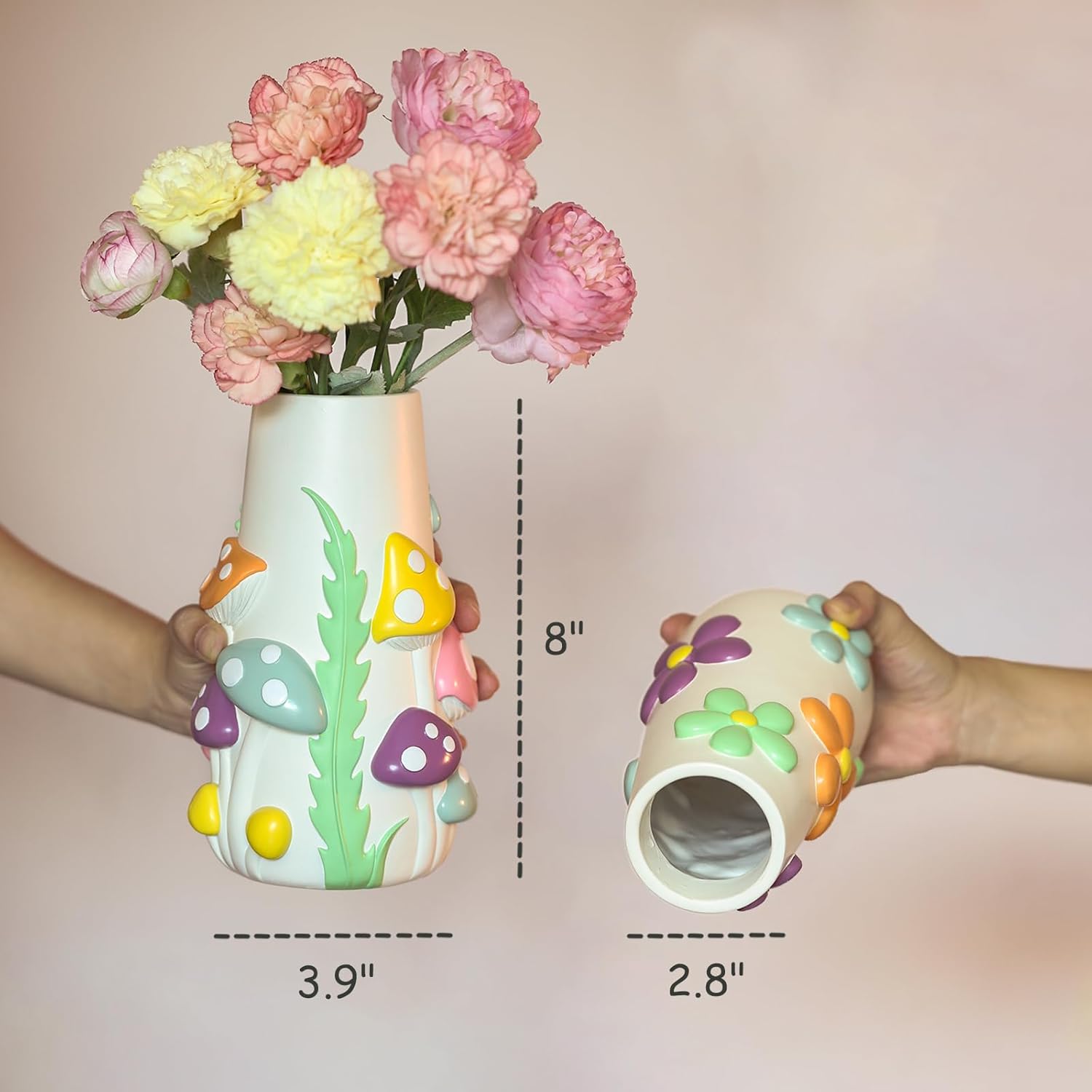 Pastel Mushroom Decorative Flower Vase