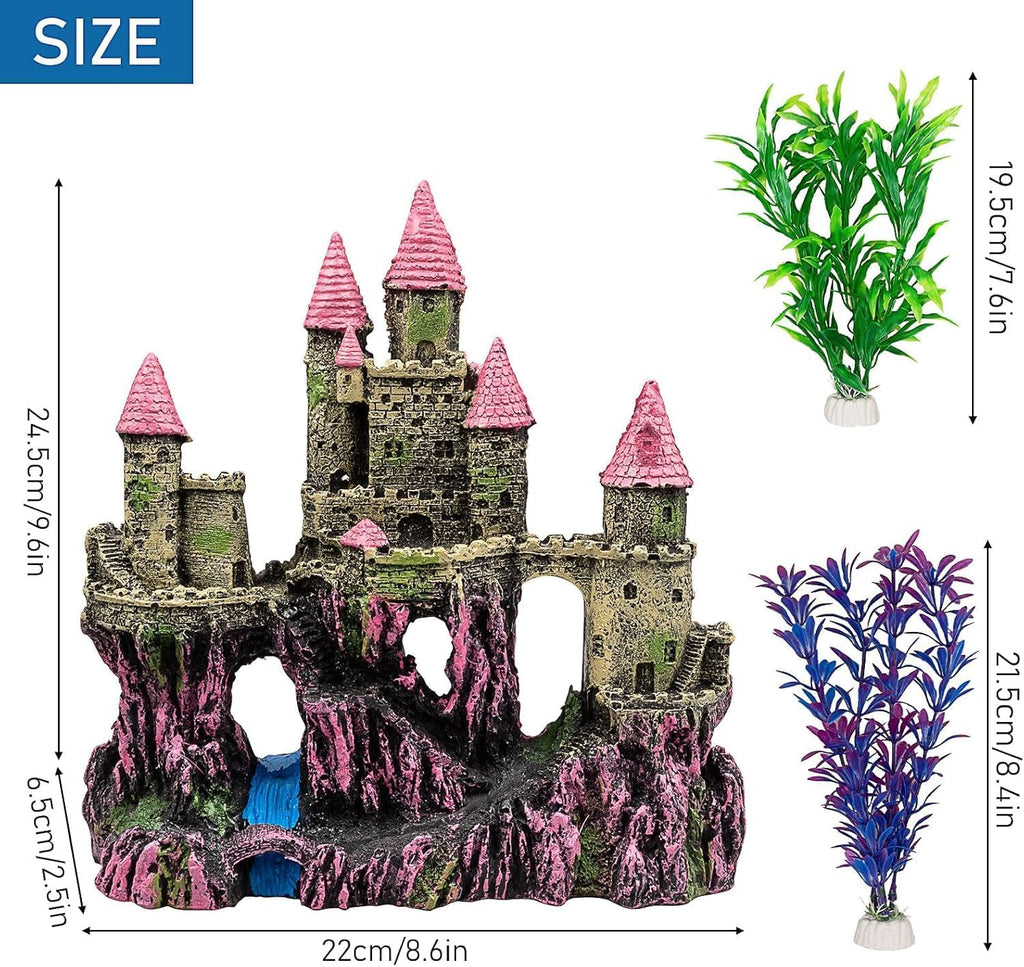 Aquarium Castle Decoration with Plants