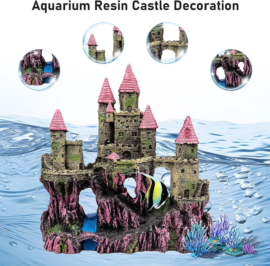 Aquarium Castle Decoration with Plants