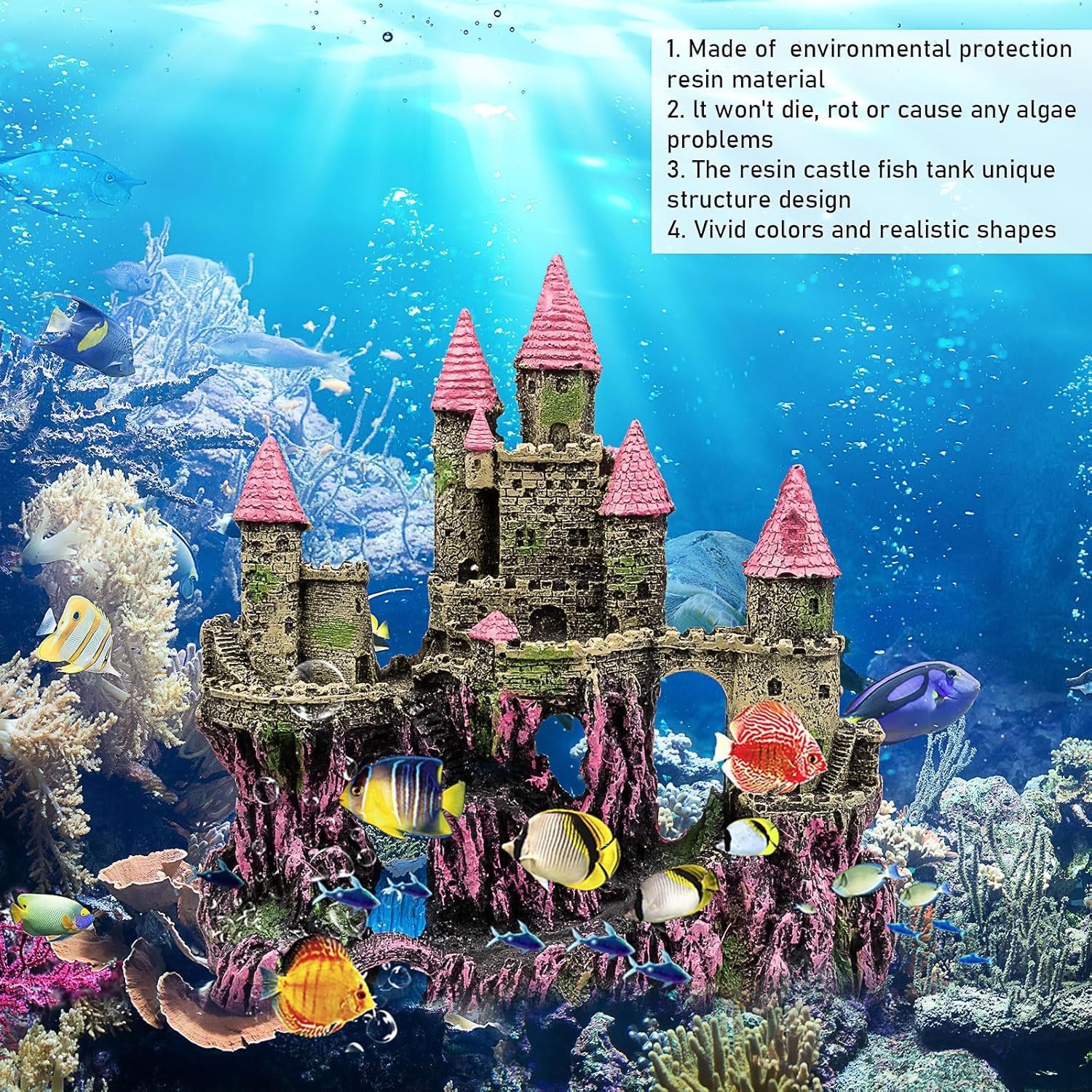 Aquarium Castle Decoration with Plants