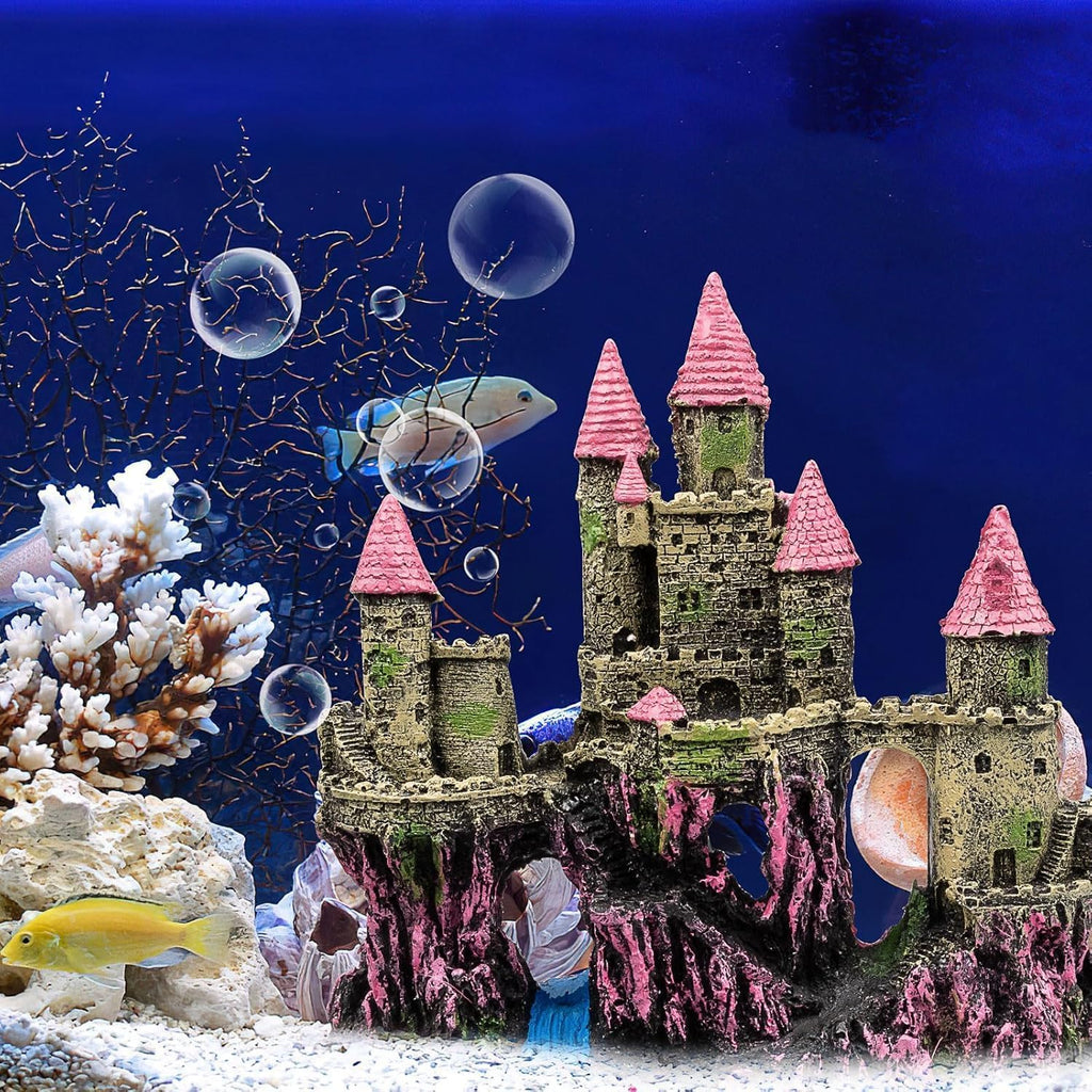 Aquarium Castle Decoration with Plants
