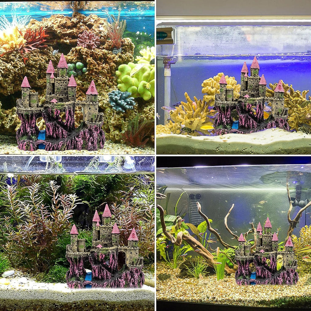 Aquarium Castle Decoration with Plants